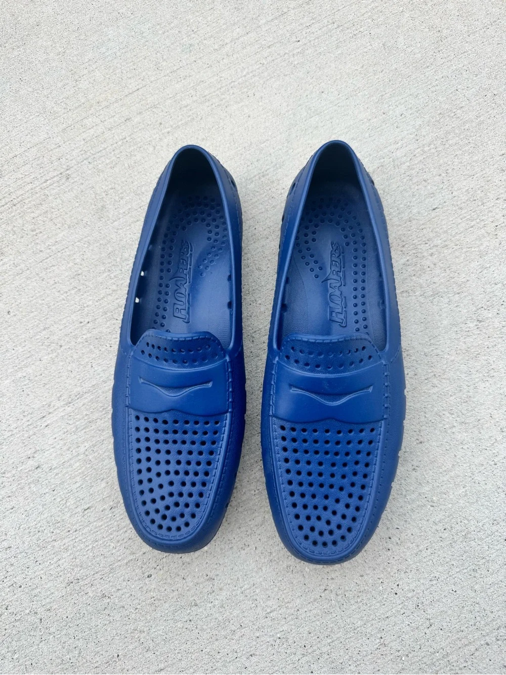 Men's Perforated Blue Slip-On Boat Shoes